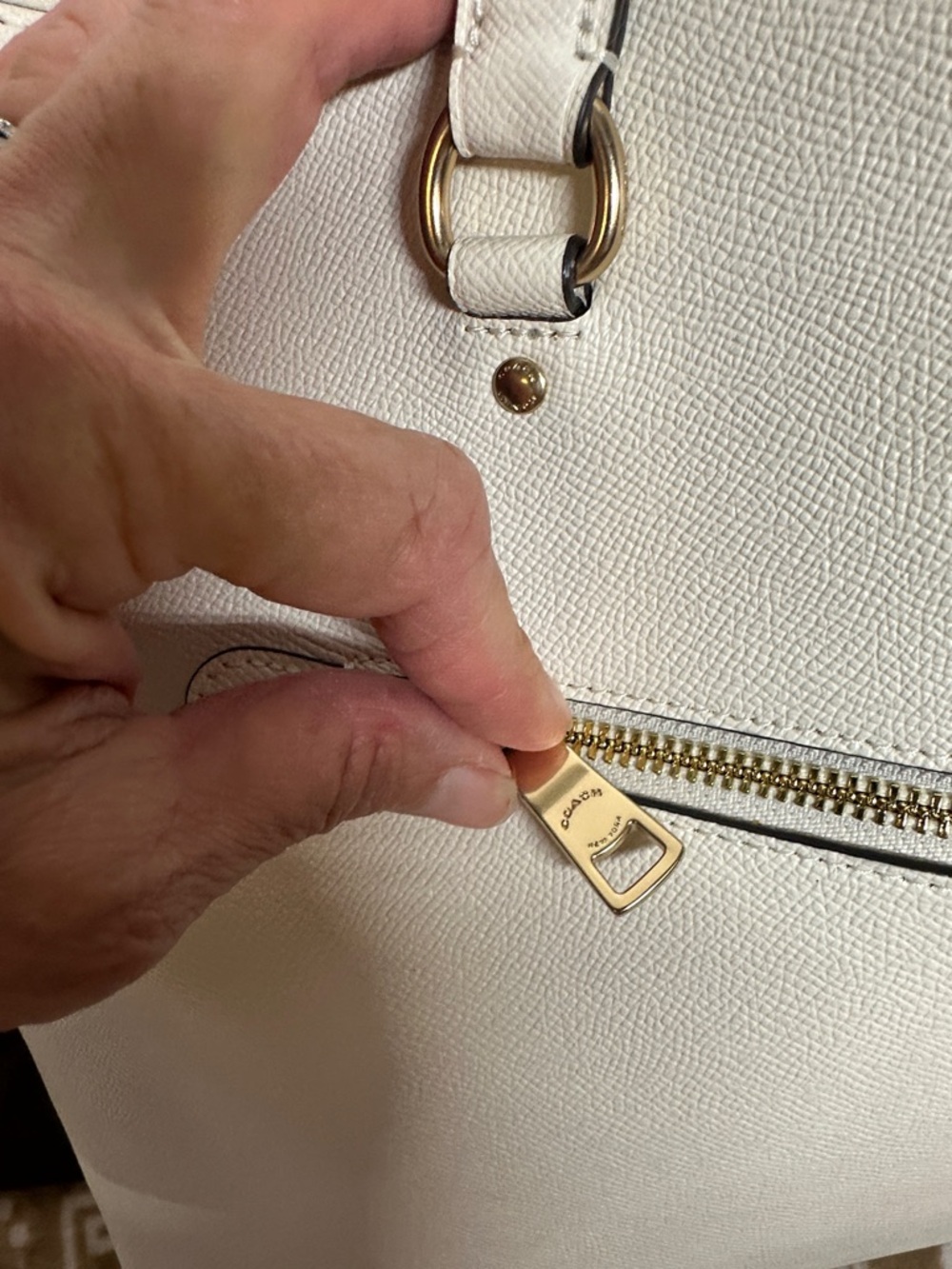 Coach Gallery  Cream Leather Tote with Front Zip and Gold Hardware with Dustbag - Picture 16 of 16